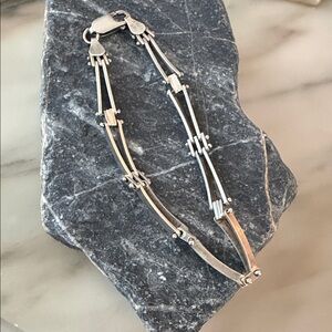 Vintage Sterling Silver 925 Italian Silver hinged bar bracelet, Fence Bracelet,